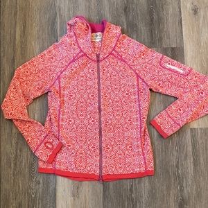 Title Nine Red/Pink Sweater Zip Front Hoodie Cardigan EUC Size Large